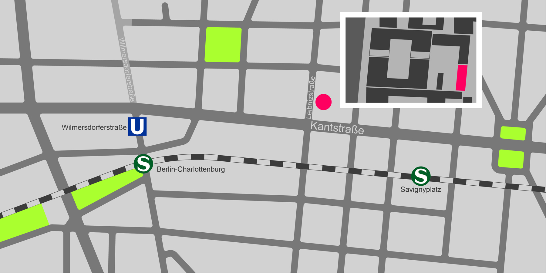 Lageplan des Studios in der Leibnizstraße 33 in Berlin-Charlottenburg